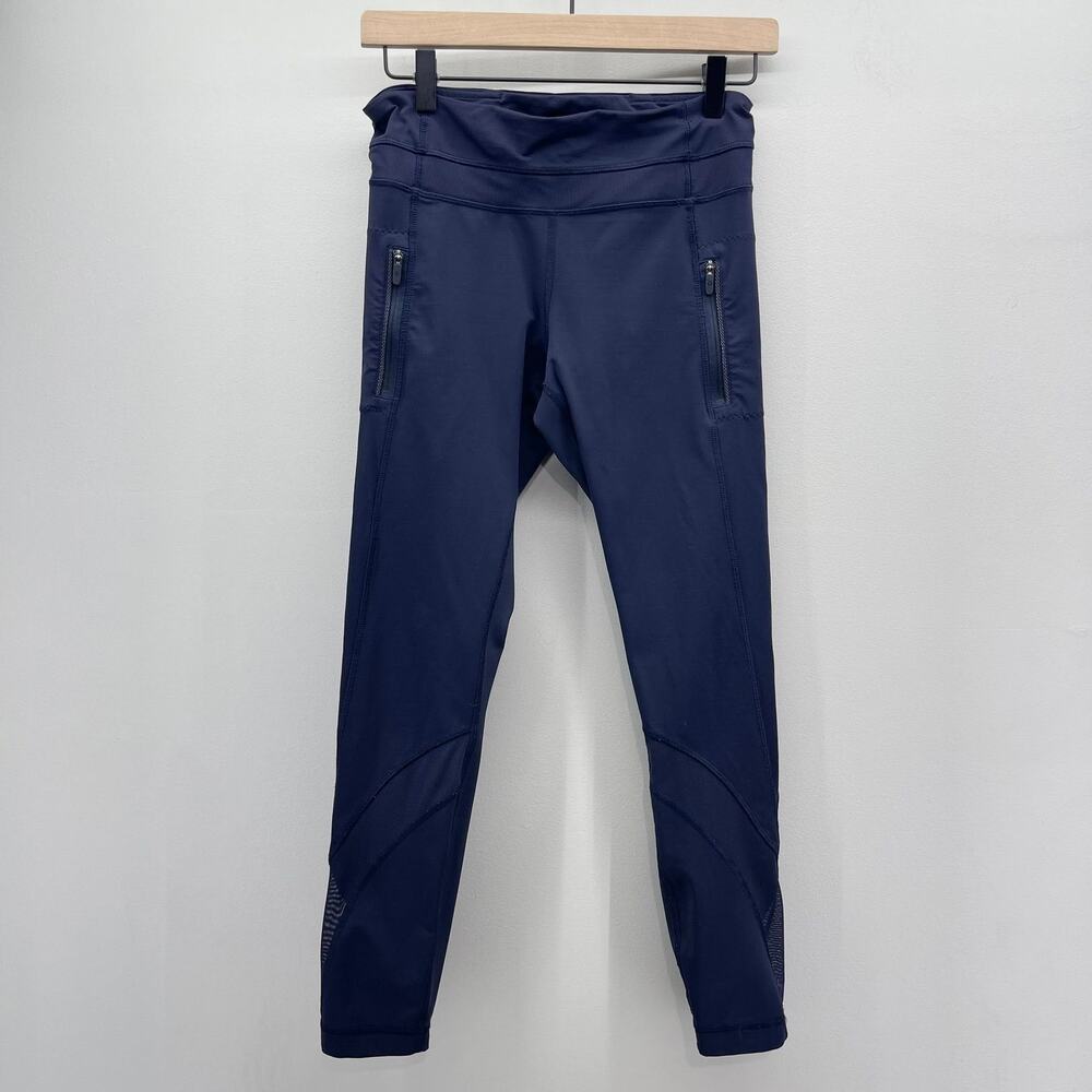 Lululemon Inspire Tight II Womens 6 Mesh‎ Leggings Navy Blue W5G33SX